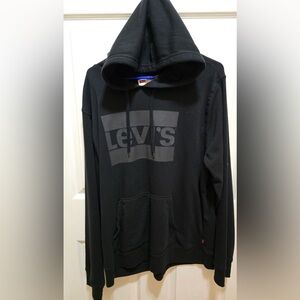 Levi's Men's Black Long Sleeve Hoodie size XL Logo Printed Pullover